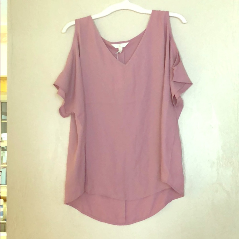 NWT Mauve Cold-Shoulder Dress Shirt